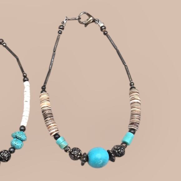 Turquoise & Moonstone Boho Beaded Bracelet Set - Picture 4 of 6